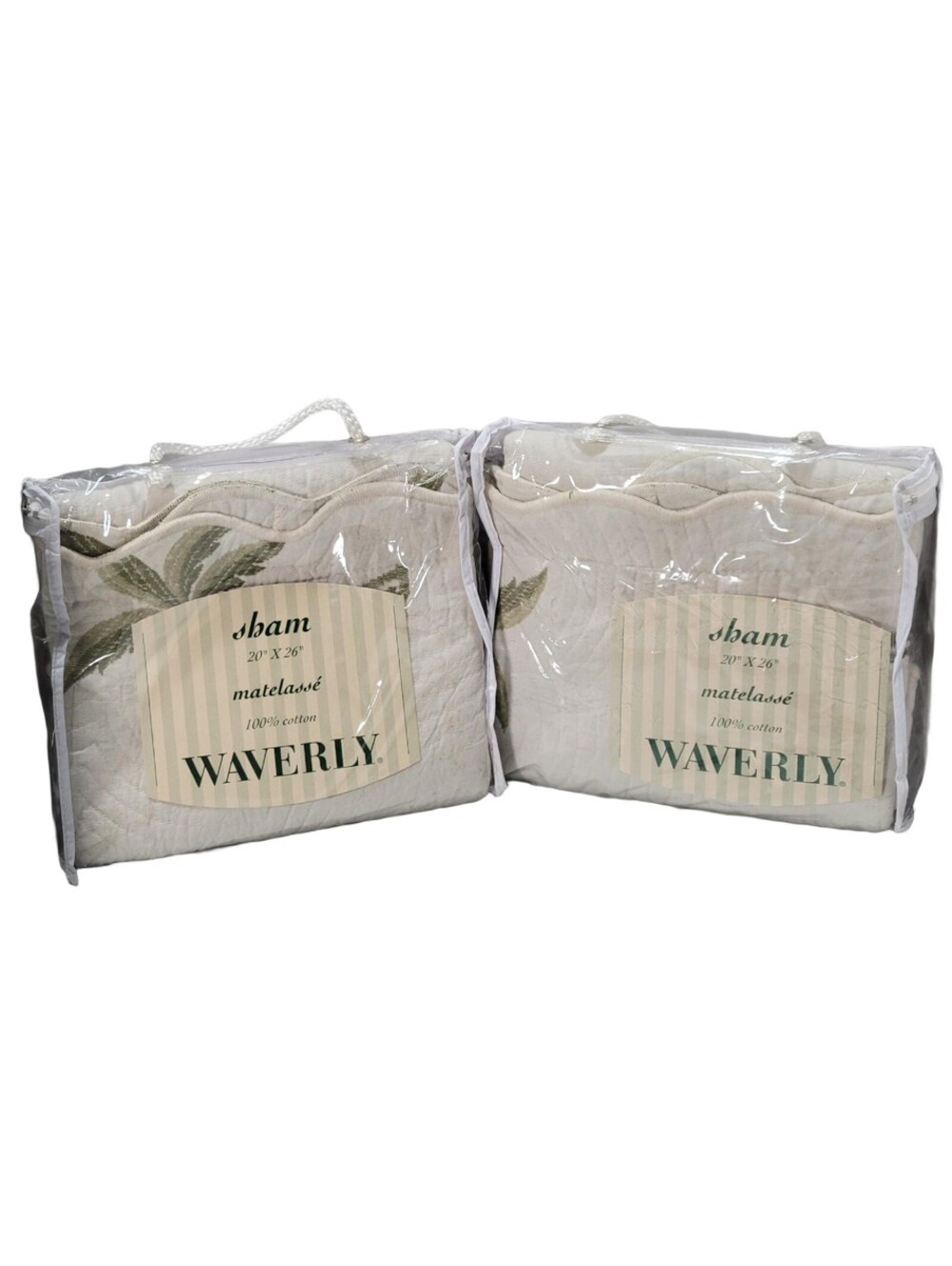 Waverly Palm Tree Matelasse Shams Standard Size Scalloped Edge Lot Of 2